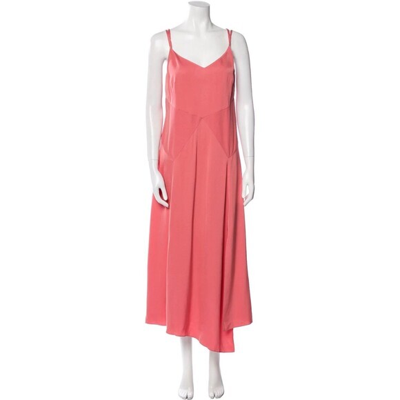 TED BAKER Dusty Pink Slip Asymmetric Midi Maxi Dress (TED Size 3 ) Reg- US 8 - Picture 2 of 10